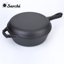 preseasoned cast iron dual sauce pan-pot and pan lid